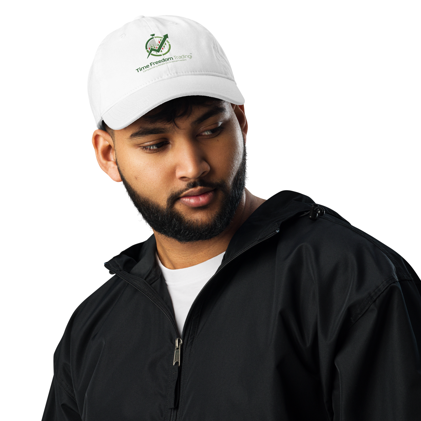 BLACK Champion dad hat with TFT LOGO